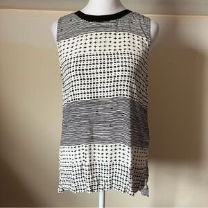 Madewell Black/White Printed Sleeveless Blouse size XXS